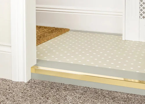 Premier Trims solid brass edge solution for carpet and vinyl flooring. Custom-fit trim for clean and durable finish.