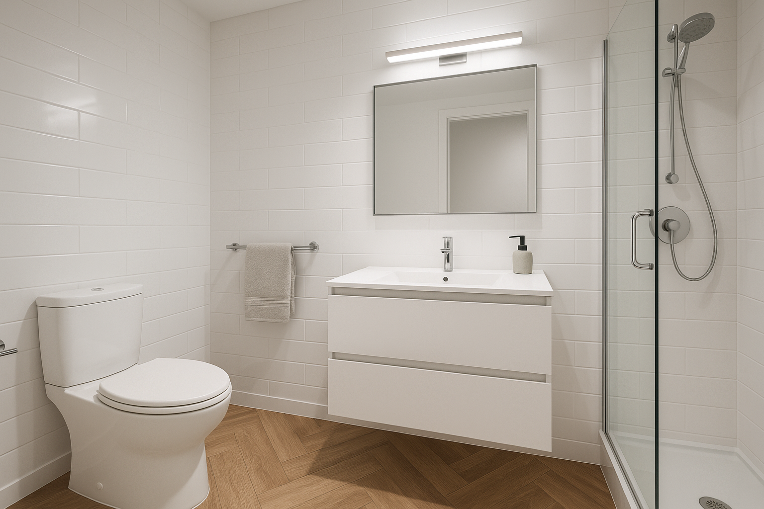 bathroom with LVT Flooring by Arra Flooring