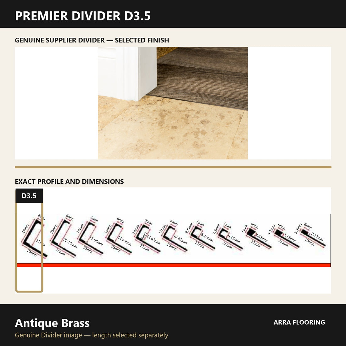 Premier Divider Flooring Profiles — Standard Finishes