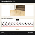 Premier Divider D12 in Brass — genuine Divider image and dimensioned profile