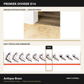 Premier Divider D14 in Antique Brass — genuine Divider image and dimensioned profile
