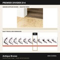 Premier Divider D14 in Antique Bronze — genuine Divider image and dimensioned profile