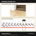 Premier Divider D16 in Antique Bronze — genuine Divider image and dimensioned profile