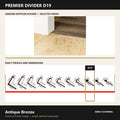 Premier Divider D19 in Antique Bronze — genuine Divider image and dimensioned profile