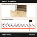 Premier Divider D23 in Antique Bronze — genuine Divider image and dimensioned profile