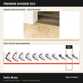 Premier Divider D23 in Satin Brass — genuine Divider image and dimensioned profile