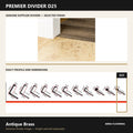 Premier Divider D25 in Antique Brass — genuine Divider image and dimensioned profile