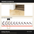 Premier Divider D6 in Antique Bronze — genuine Divider image and dimensioned profile