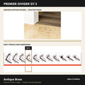 Premier Divider D7.5 in Antique Brass — genuine Divider image and dimensioned profile