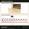 Premier Divider D9.5 in Antique Brass — genuine Divider image and dimensioned profile
