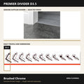 Premier Divider D3.5 in Brushed Chrome — genuine Divider image and dimensioned profile