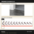 Premier Divider D3.5 in Pewter — genuine Divider image and dimensioned profile