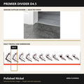 Premier Divider D4.5 in Polished Nickel — genuine Divider image and dimensioned profile