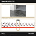 Premier Divider D12 in Black — genuine Divider image and dimensioned profile