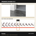 Premier Divider D12 in Pewter — genuine Divider image and dimensioned profile