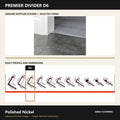 Premier Divider D6 in Polished Nickel — genuine Divider image and dimensioned profile