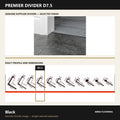 Premier Divider D7.5 in Black — genuine Divider image and dimensioned profile