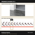 Premier Divider D7.5 in Polished Nickel — genuine Divider image and dimensioned profile