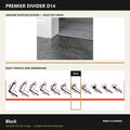Premier Divider D14 in Black — genuine Divider image and dimensioned profile