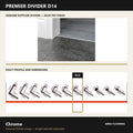 Premier Divider D14 in Chrome — genuine Divider image and dimensioned profile