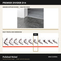 Premier Divider D14 in Polished Nickel — genuine Divider image and dimensioned profile