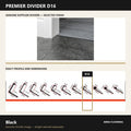 Premier Divider D16 in Black — genuine Divider image and dimensioned profile