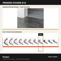 Premier Divider D16 in Pewter — genuine Divider image and dimensioned profile