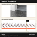 Premier Divider D19 in Black — genuine Divider image and dimensioned profile