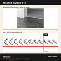 Premier Divider D19 in Chrome — genuine Divider image and dimensioned profile