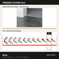 Premier Divider D23 in Black — genuine Divider image and dimensioned profile