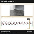 Premier Divider D23 in Polished Nickel — genuine Divider image and dimensioned profile