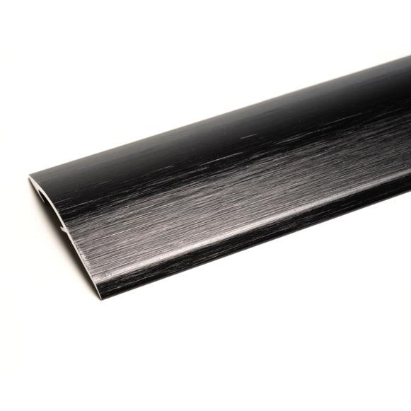 Max Reflections Stick Down Ramp 6mm in brushed black finish, ideal for seamless laminate or LVT transitions with no-screw installation.