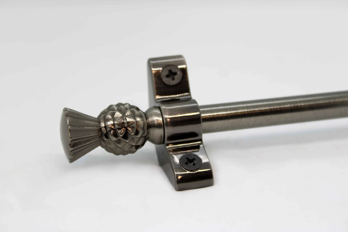 Princes Metal Ashford stair rod — Antique Pewter finish with Thistle finial