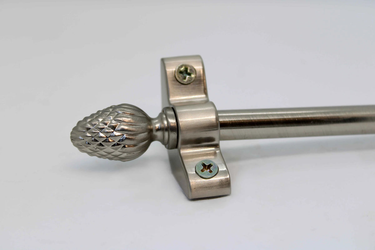 Princes Metal Ashford stair rod — Satin Nickel finish with Pine finial