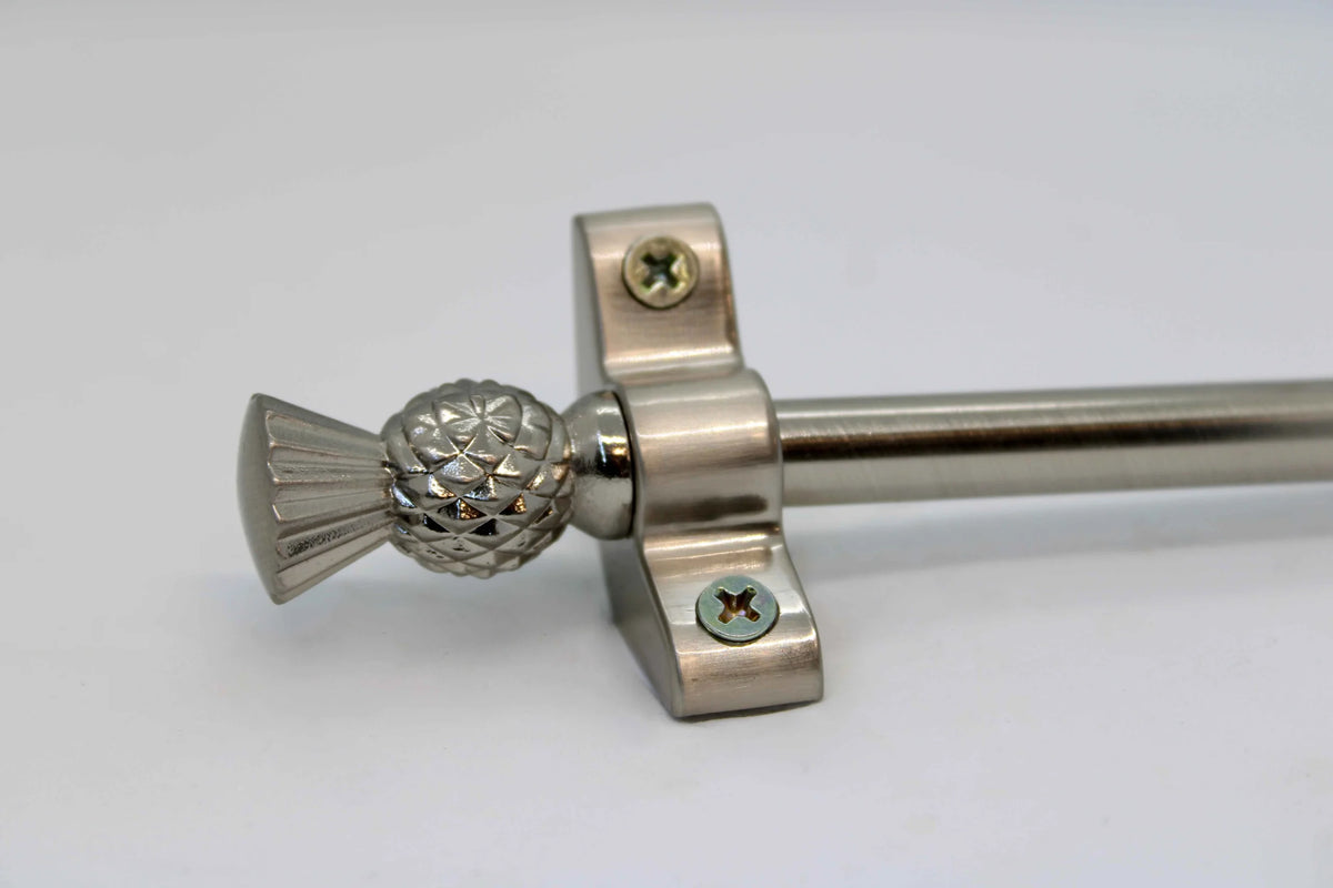Princes Metal Ashford stair rod — Satin Nickel finish with Thistle finial
