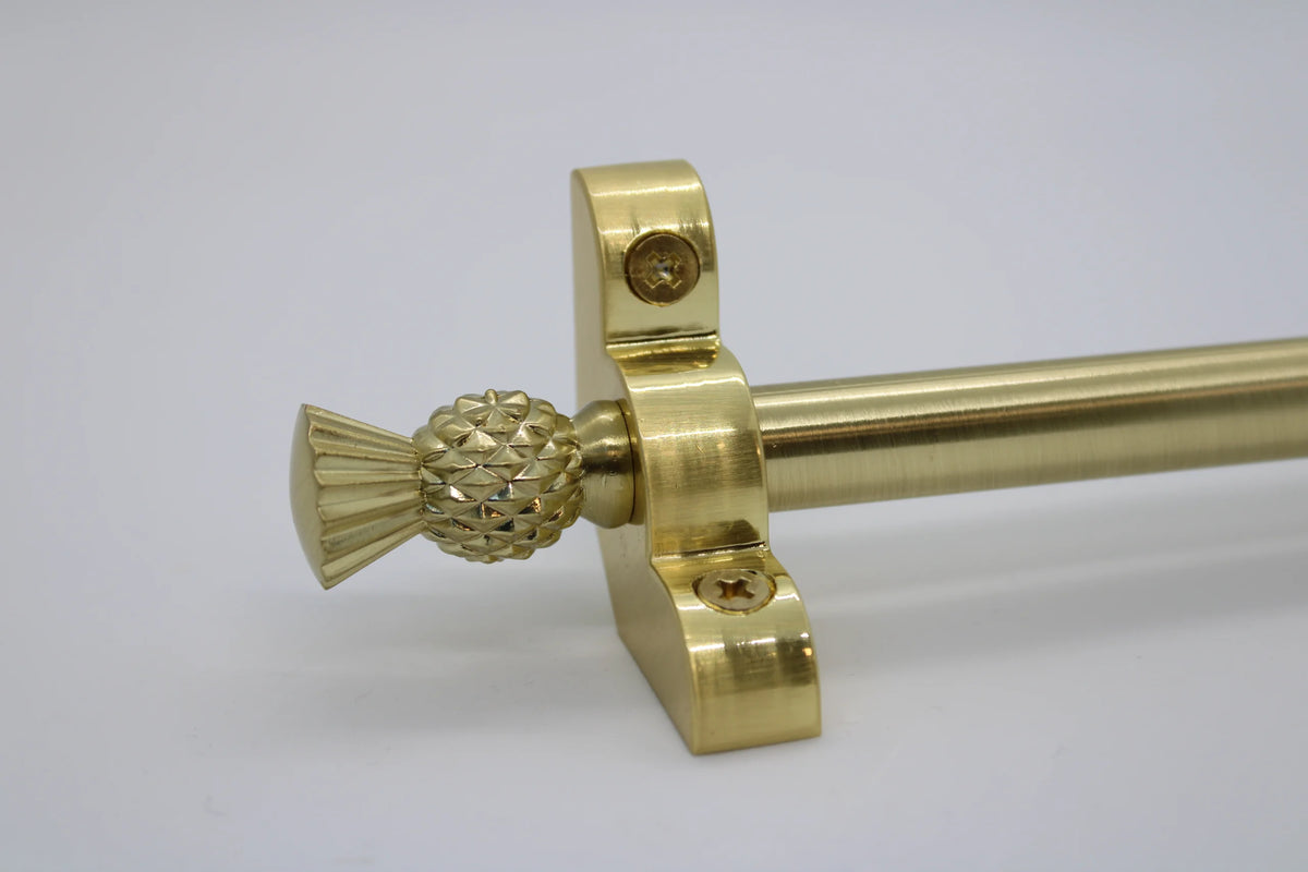 Princes Metal Bavaria stair rod — Brushed Brass finish with Thistle finial