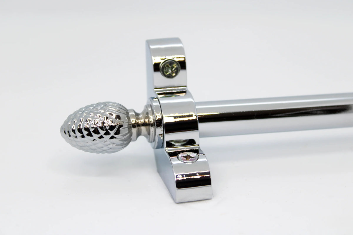 Princes Metal Bavaria stair rod — Chrome finish with Pine finial