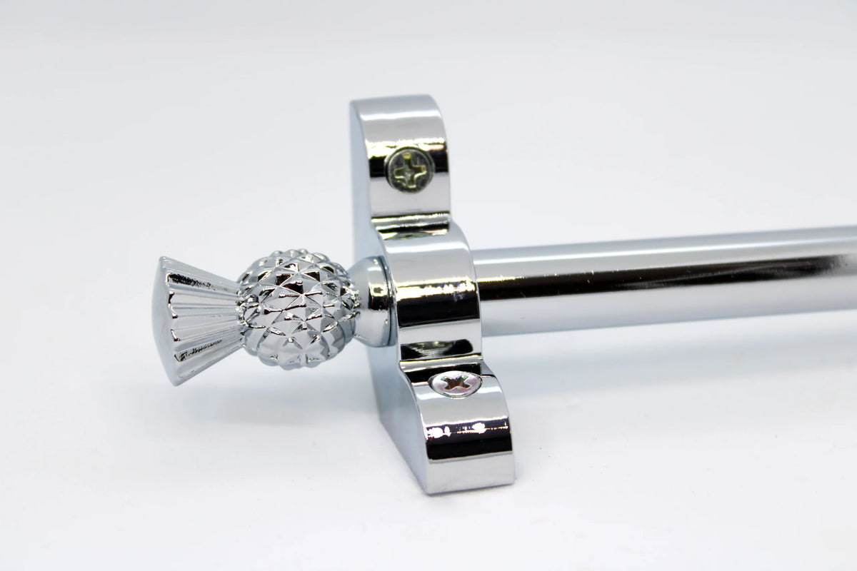 Princes Metal Bavaria stair rod — Chrome finish with Thistle finial