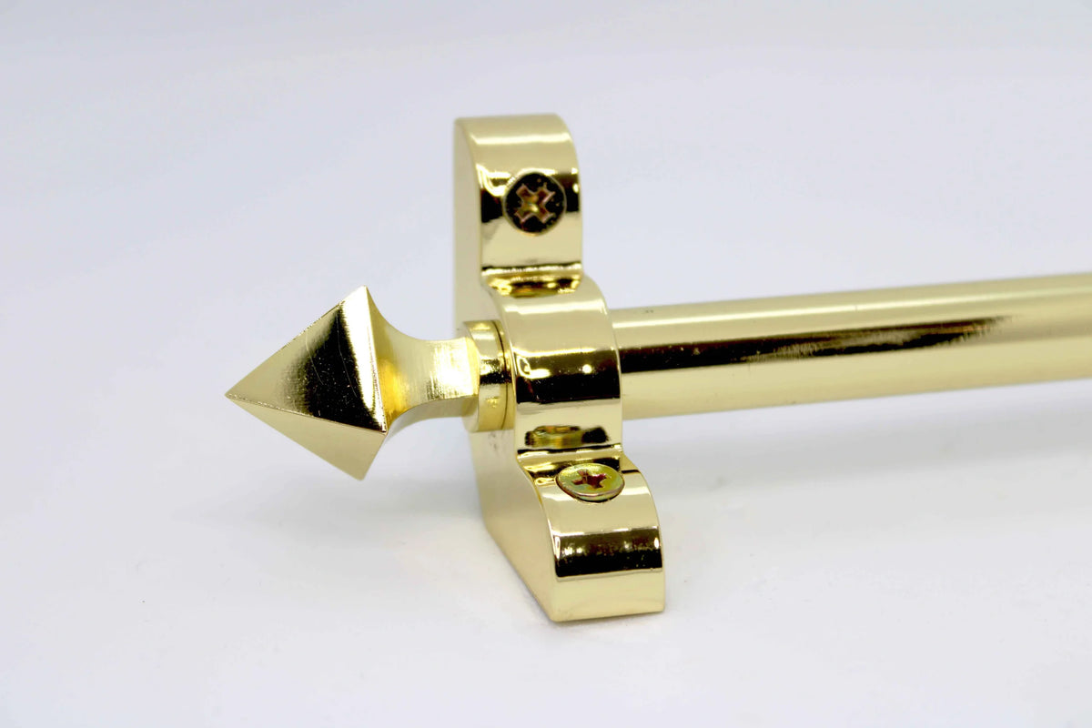 Princes Metal Bavaria stair rod — Polished Brass finish with Pyramid finial