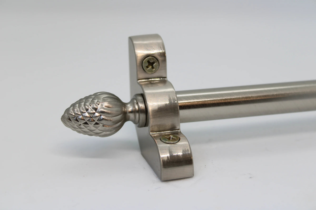 Princes Metal Bavaria stair rod — Satin Nickel finish with Pine finial