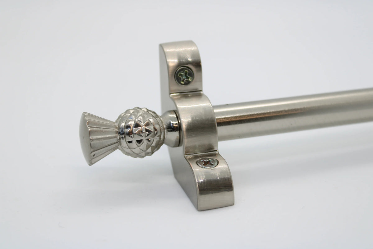 Princes Metal Bavaria stair rod — Satin Nickel finish with Thistle finial