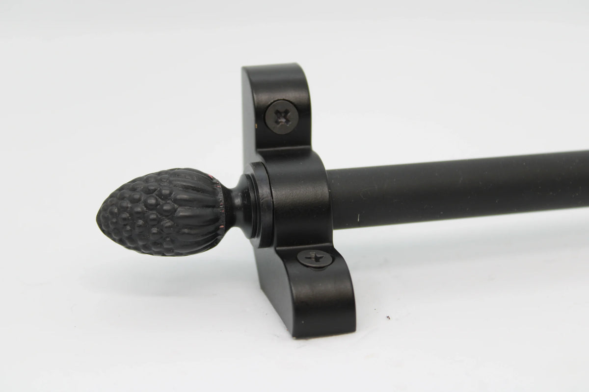 Princes Metal Bavaria stair rod — Wrought Iron finish with Pine finial