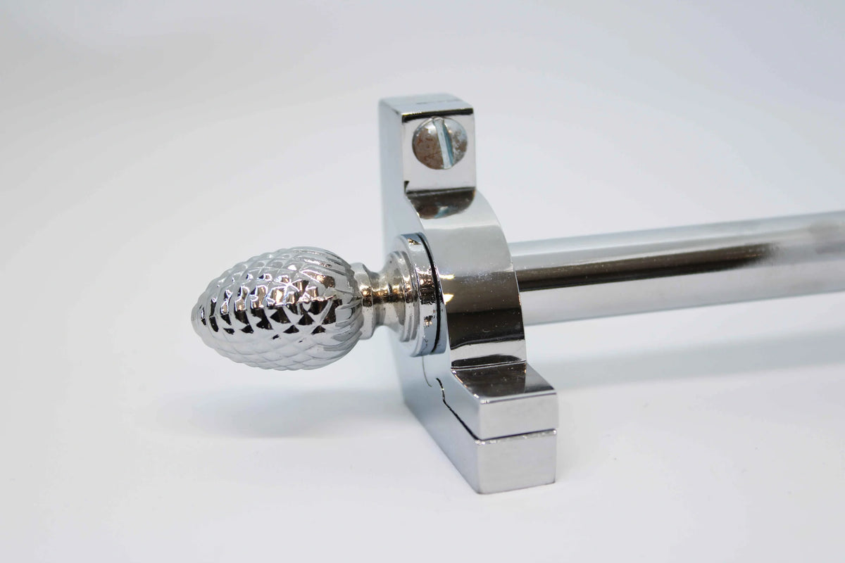 Princes Metal Chateau stair rod — Chrome finish with Pine finial