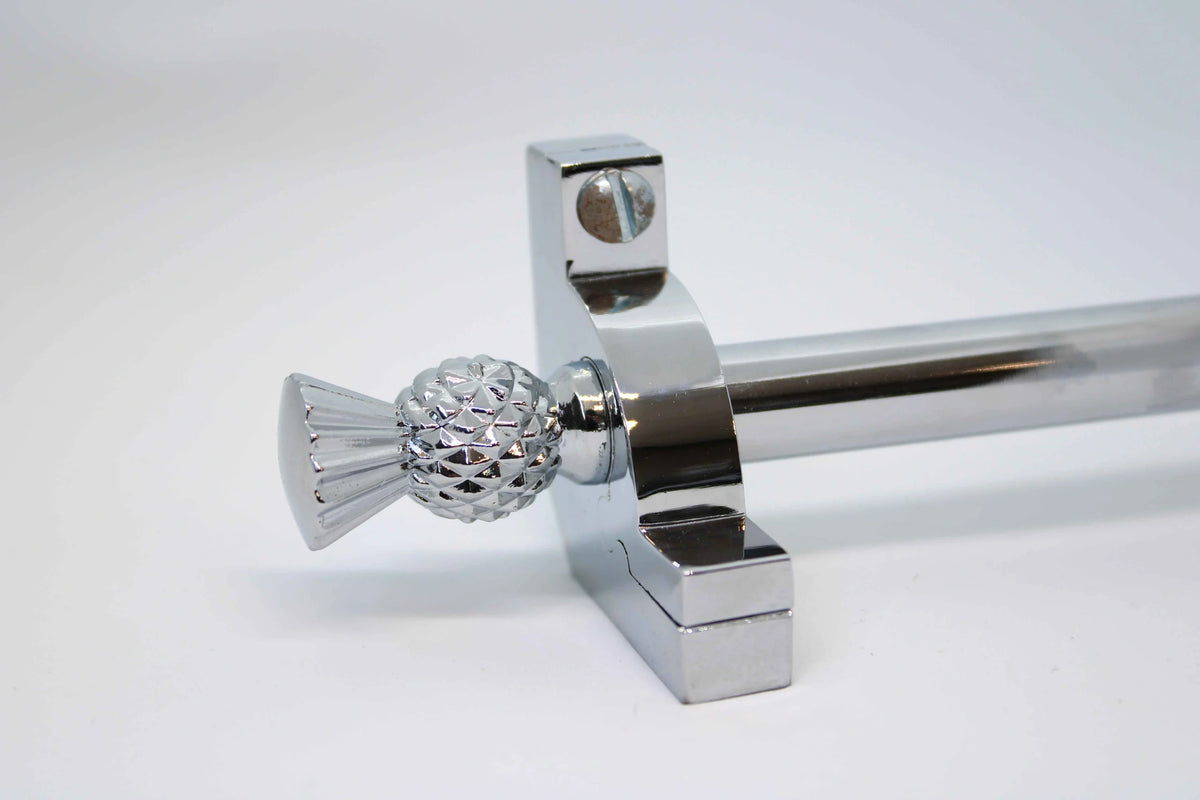 Princes Metal Chateau stair rod — Chrome finish with Thistle finial