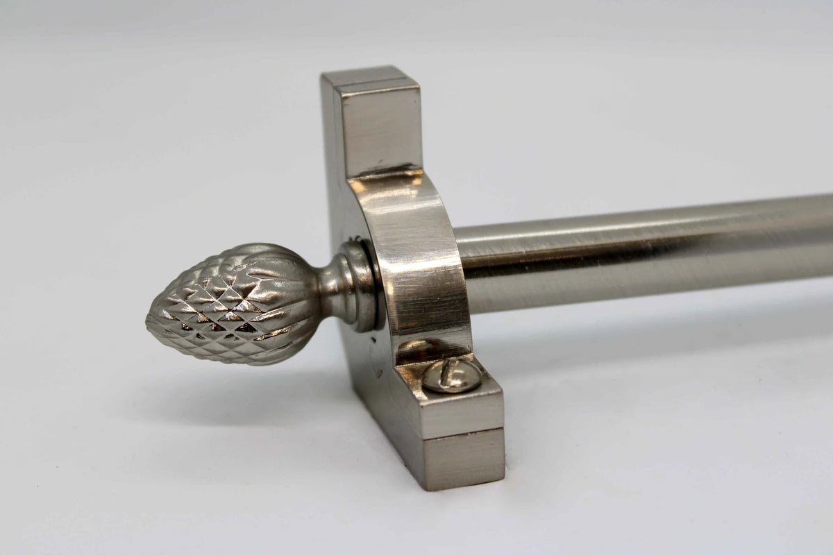 Princes Metal Chateau stair rod — Satin Nickel finish with Pine finial