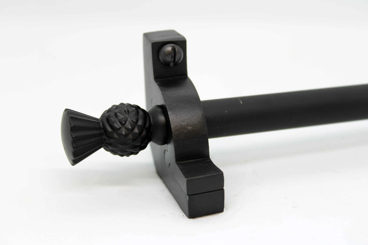 Princes Metal Chateau stair rod — Wrought Iron finish with Thistle finial
