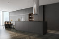 Contemporary kitchen featuring Luvanto Dryback Herringbone Flooring in dark wood tone. Durable LVT for stylish interiors.