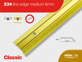 Gold 6mm Classic Lino Edge Transition Profile by Floorwise, durable and stylish for medium floor edges, ideal for vinyl flooring.