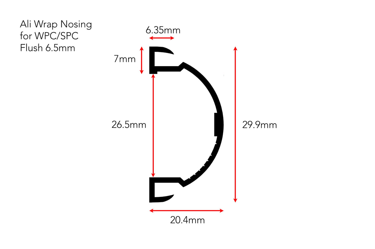 AF verified | Ali Wrap Nosing Flush 6.5mm profile silhouette