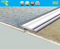 Max Reflections 252 stick-down coverstrip bridging two flooring types, showcasing seamless 38mm transition for laminate or LVT.